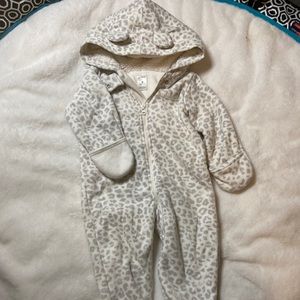Gray Cheetah Print Winter Onesie Jacket for Baby